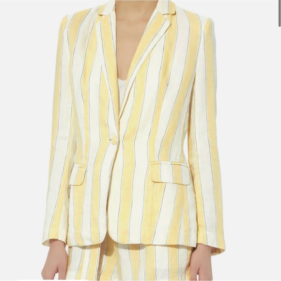 Stripped NEW FRAME 100% Linen Stripe Blazer size 0 - Picture 3 of 17